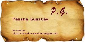 Pászka Gusztáv névjegykártya